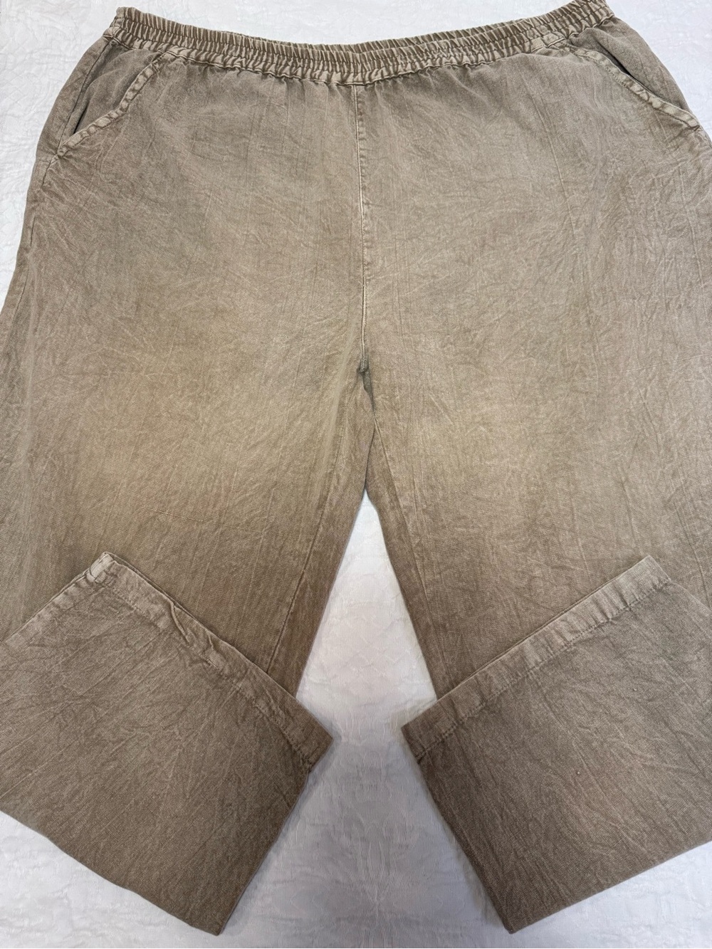 Sacred Threads Pants Womens 2X Brown Cotton Pull On Boho Lagenlook Wide Leg